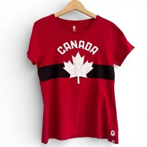 Team Canada Olympic Hudson’s Bay Red Jersey Tee #18 Maple Leaf Vancouver 2010